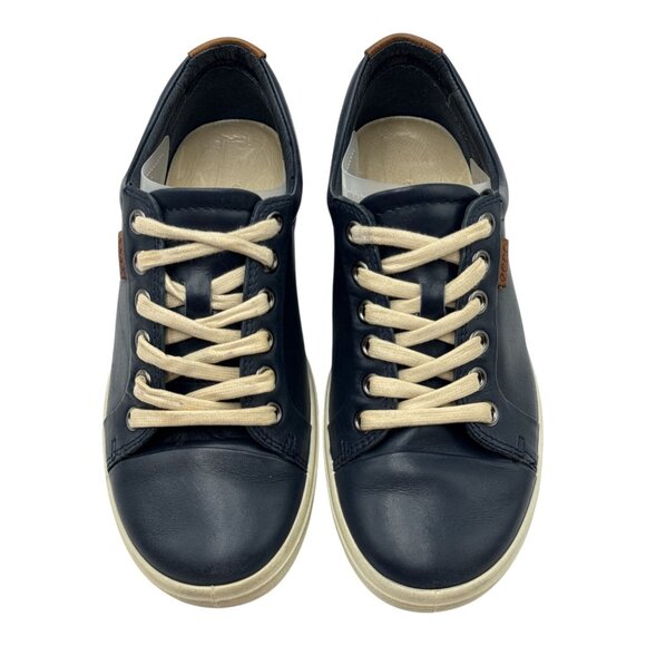 Ecco Navy Leather Lace-Up wide Shoes Womens Size 35/5 Danish Design Comfortable - Picture 6 of 13